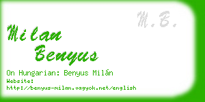 milan benyus business card
