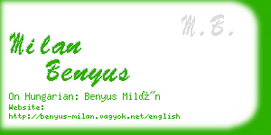 milan benyus business card